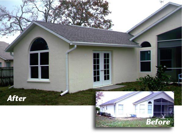 A before and after picture of a house