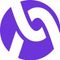 Purple abstract circular logo with a white chain-like swirl in the center