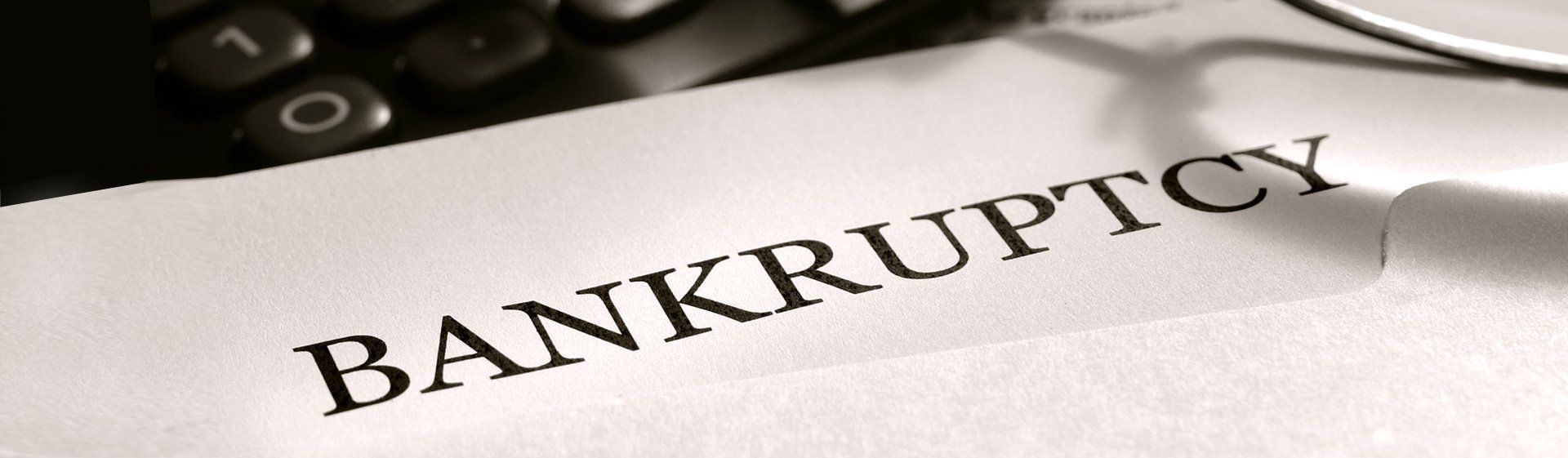 Document with the word BANKRUPTCY in bold, dark text.