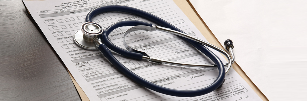 stethoscope and fill-up form