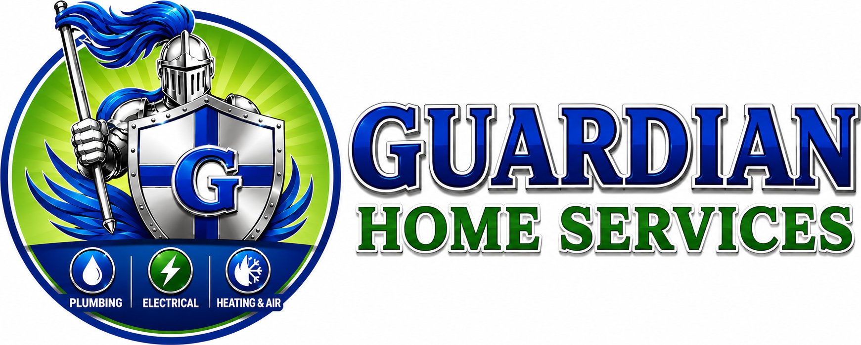 Guardian Home Services logo with blue globe, tools, and bold blue-green text