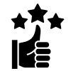 Hand with thumbs up and three stars.