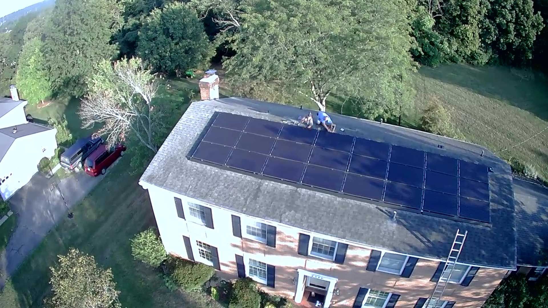 A wide shot of solar installation