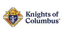 Knights of Columbus logo: gold emblem with blue shield and text 