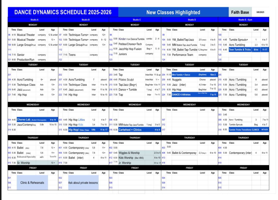 Class Schedule