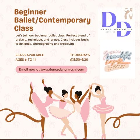 A poster for a Beginner Ballet / Contemporary Class