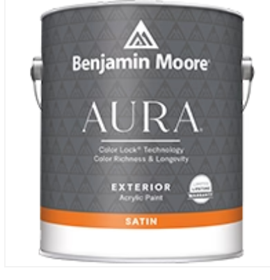 A can of benjamin moore aura exterior acrylic paint