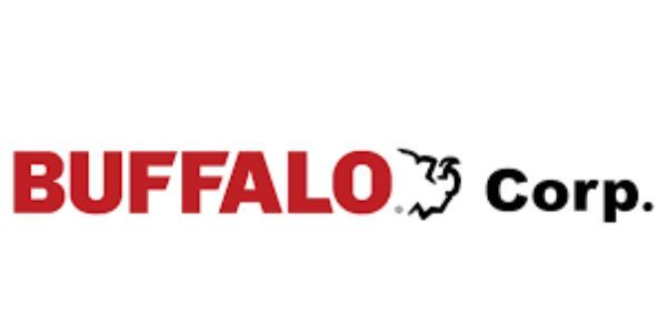 The logo for buffalo corp. is red and black on a white background.