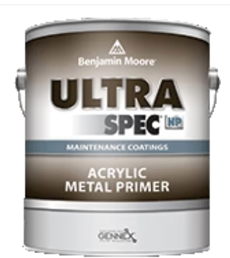 A can of benjamin moore ultra spec acrylic metal primer