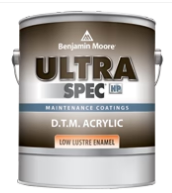 A can of benjamin moore ultra spec d.t.m. acrylic paint