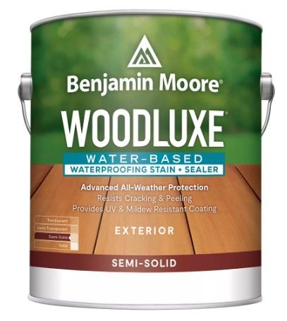 Benjamin moore woodluxe water based waterproofing stain sealer exterior semi solid