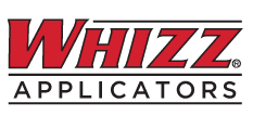 The logo for whizz applicators is red and black on a white background.