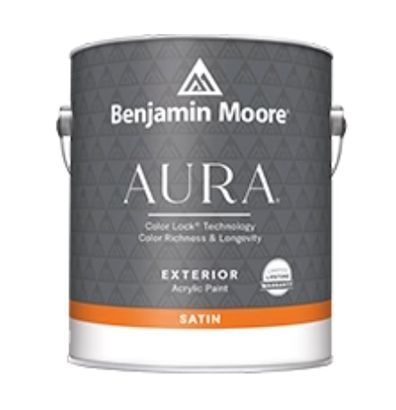 A can of benjamin moore aura exterior acrylic paint
