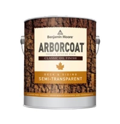 A can of benjamin moore arborcoat semi-transparent