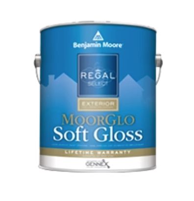 A can of benjamin moore moorglo soft gloss paint