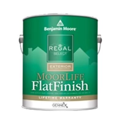 A can of benjamin moore moorlife flat finish