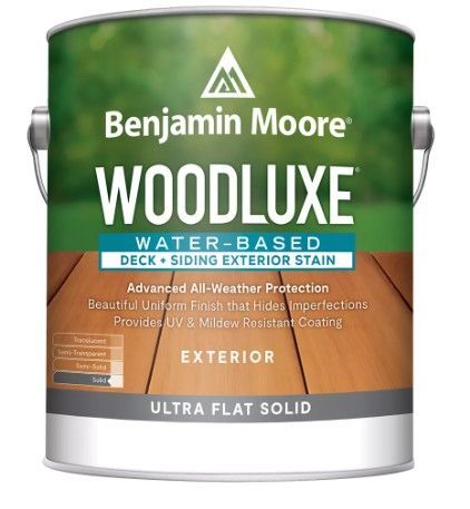A can of benjamin moore woodluxe water based deck siding exterior stain