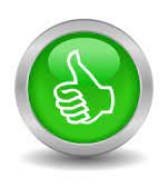 A green button with a hand giving a thumbs up