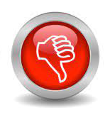 A red button with a hand giving a thumbs down sign