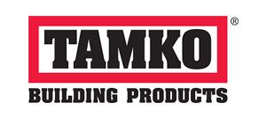 TAMKO Building Products logo in black and red on a white background