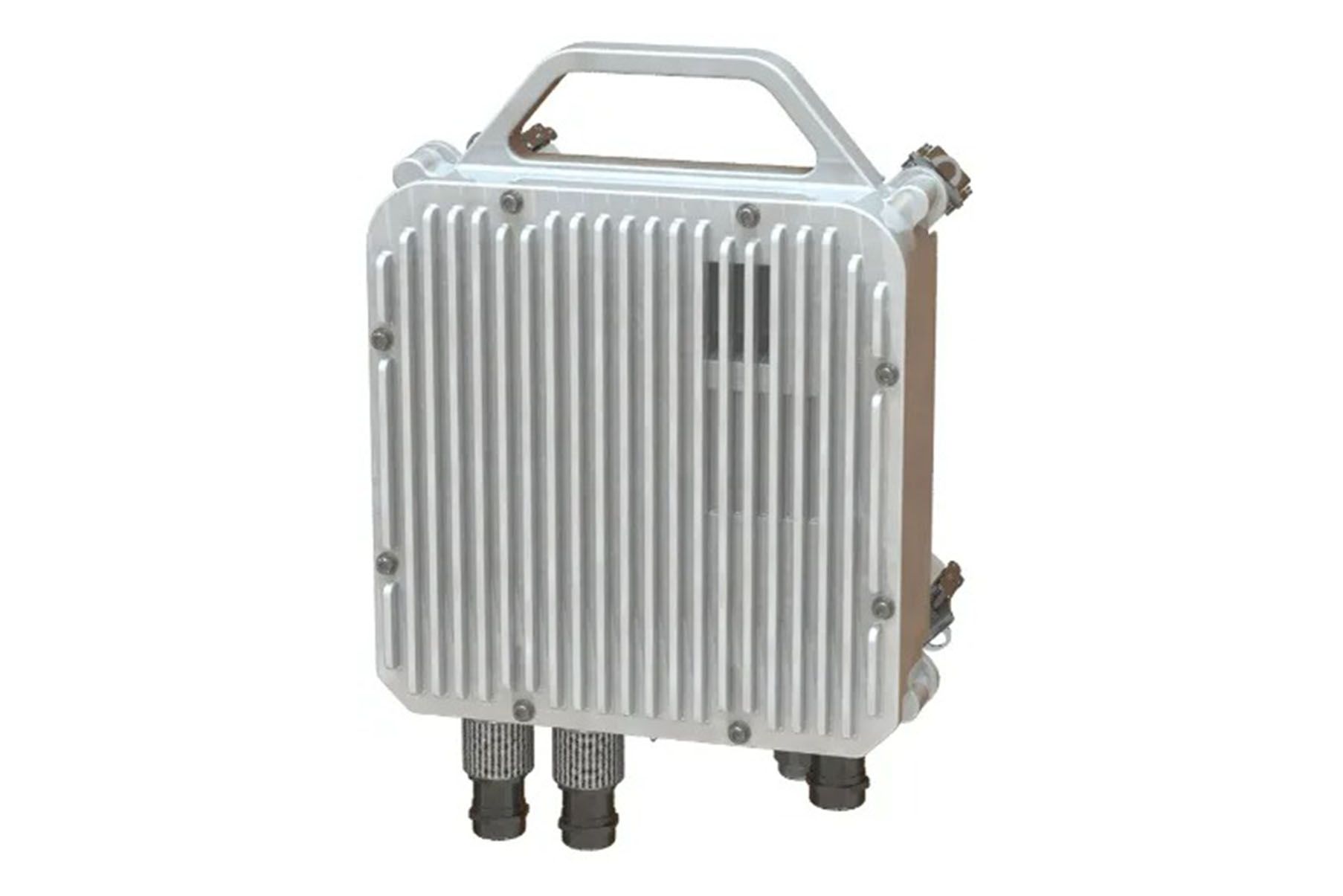 A white radiator with a handle on a white background.