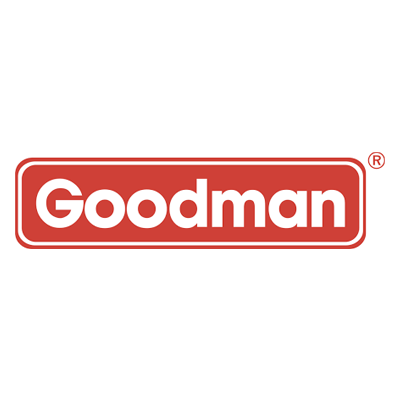 Red Goodman logo with white text inside a rounded rectangular border, featuring a trademark symbol.