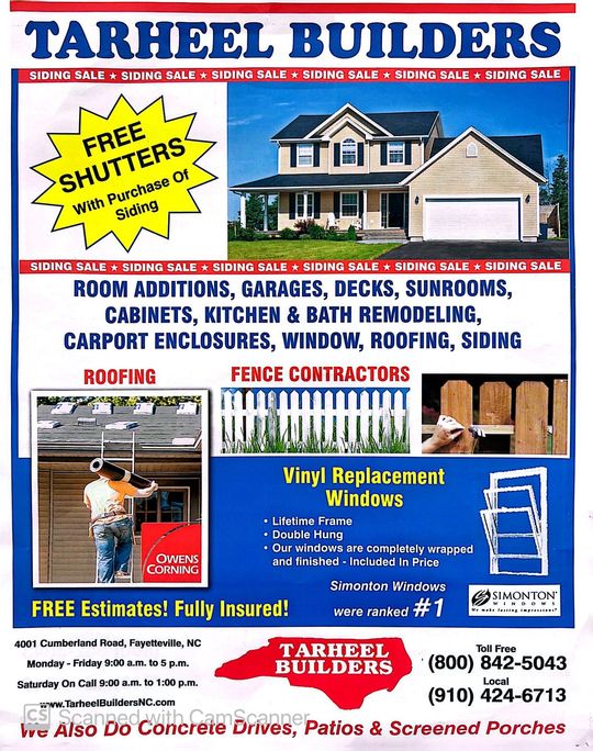 Roofing and Siding Tarheel Builders Fayetteville, NC