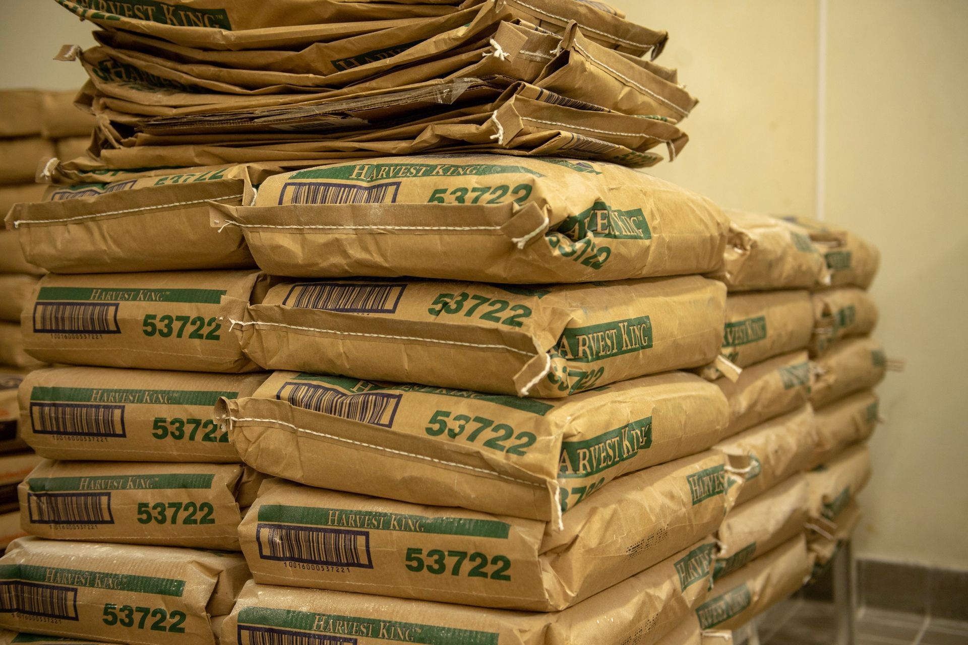 A stack of bags with the numbers 53722 on them