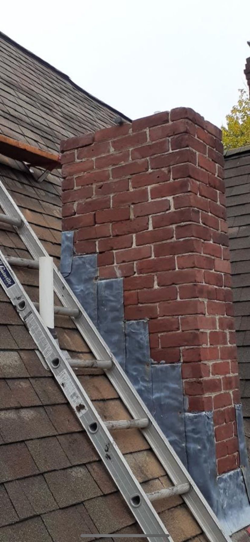 Roof with ladder and chimney