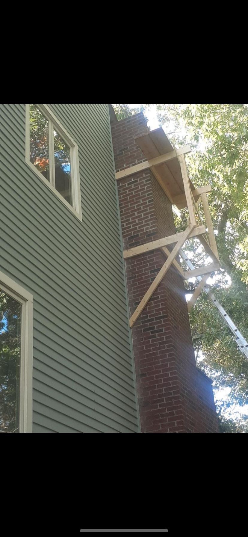 Chimney masonry work in progress