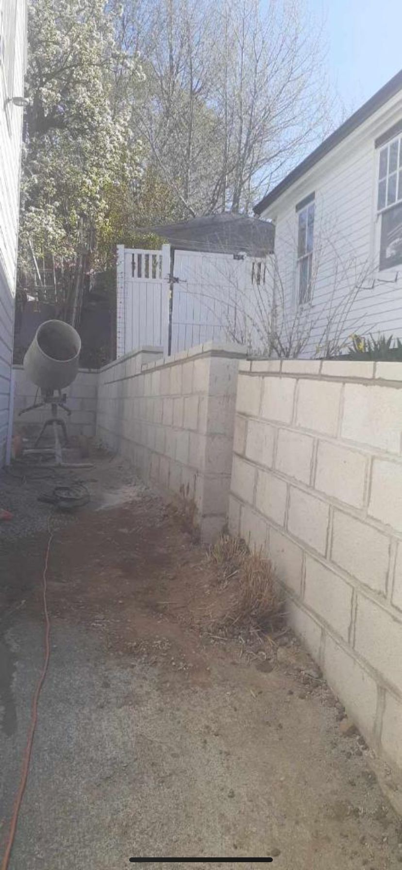 Retaining wall construction on-going