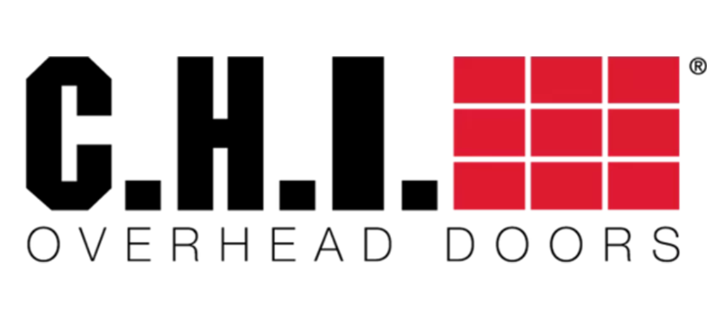 The C.H.I. Overhead Doors logo, featuring black text and a red grid of nine squares.