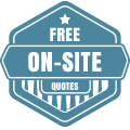 A blue badge that says `` free on-site quotes ''.