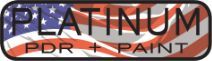 Platinum PDR + Paint logo with stars and a red oval on a black-and-white checkered background