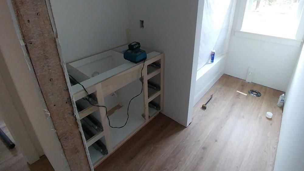 A bathroom under construction