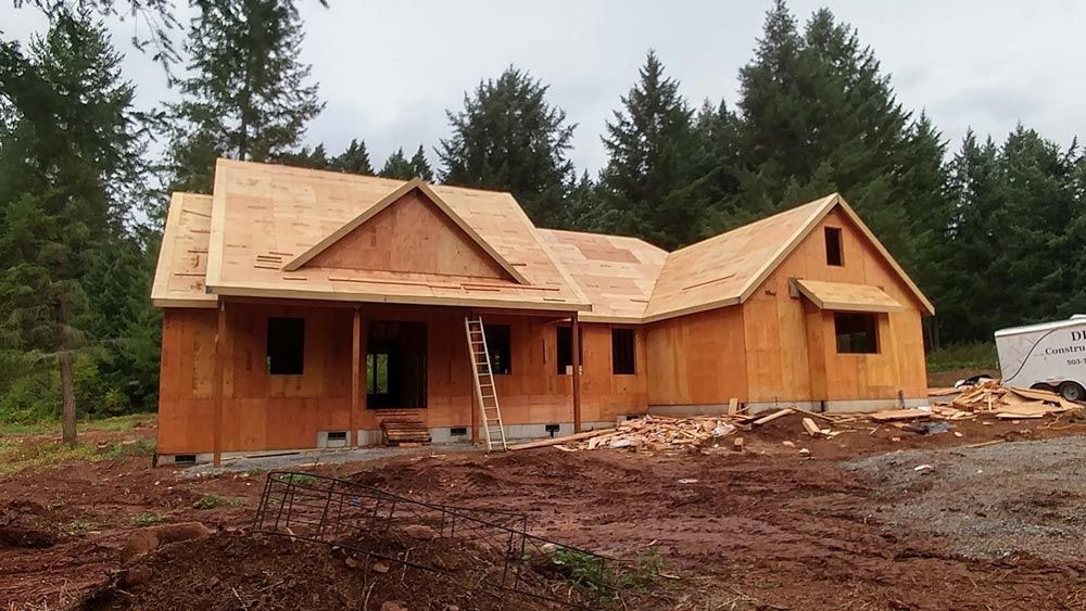 A house is being built in the middle of a forest