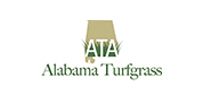 Logo for Alabama Turfgrass: a tan Alabama outline with