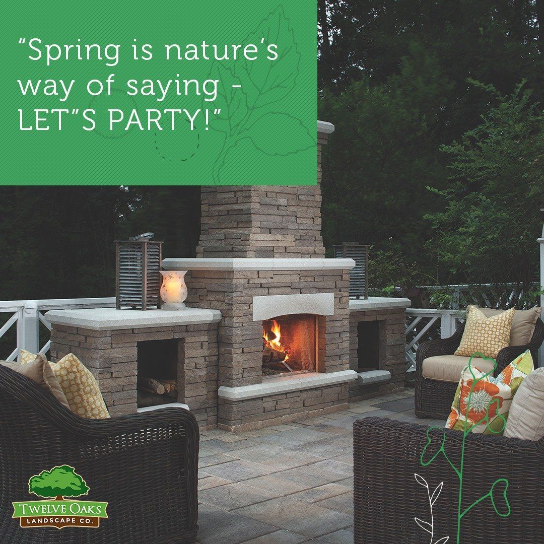 Outdoor fireplace with seating; quote: 