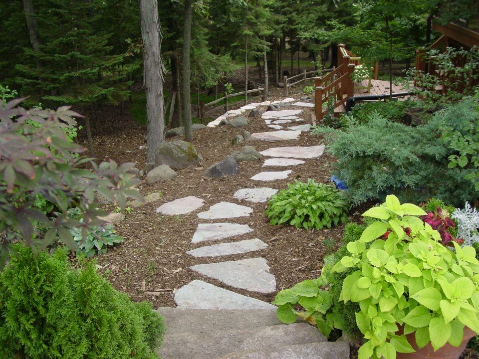Finished look from the top looking down. Pathway is much safer, and no more black drain tile.