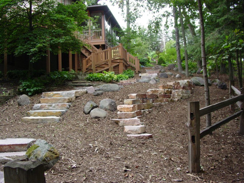 Outcropping steps and wall from the bottom looking up.