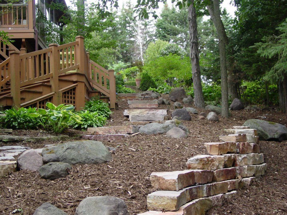 All of the fieldstone boulders used were collected from on site to give the project a finished look that blends in with its surroundings.