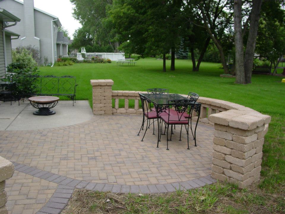 Laying out the outer edge of the patio before building the walls.