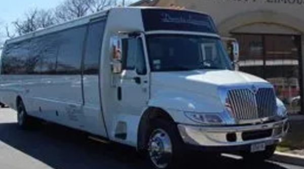 30 Passenger White Limo Bus