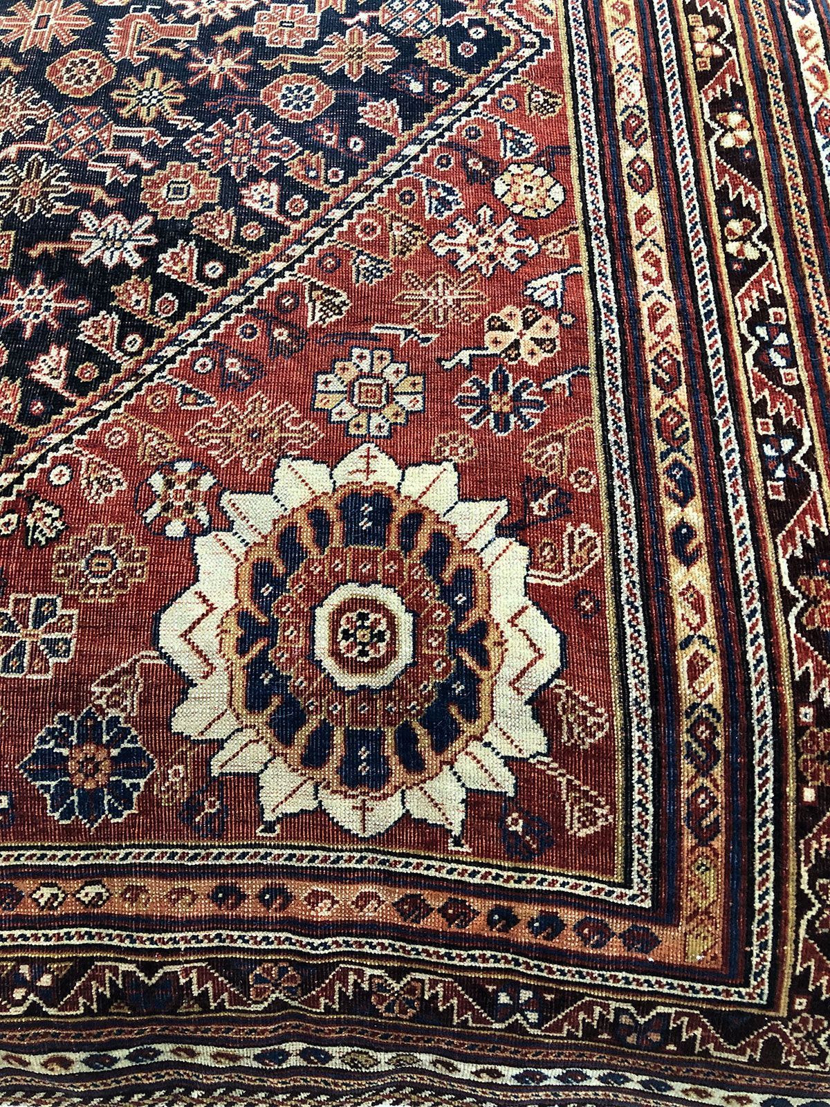Antique Persian Qshghayi Circa 1930 rug details