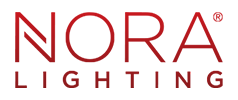 Nora Lighting logo in red, with the word 
