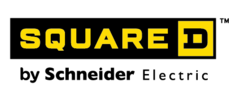 Square D by Schneider Electric logo. Yellow text and square in a black rectangle. 