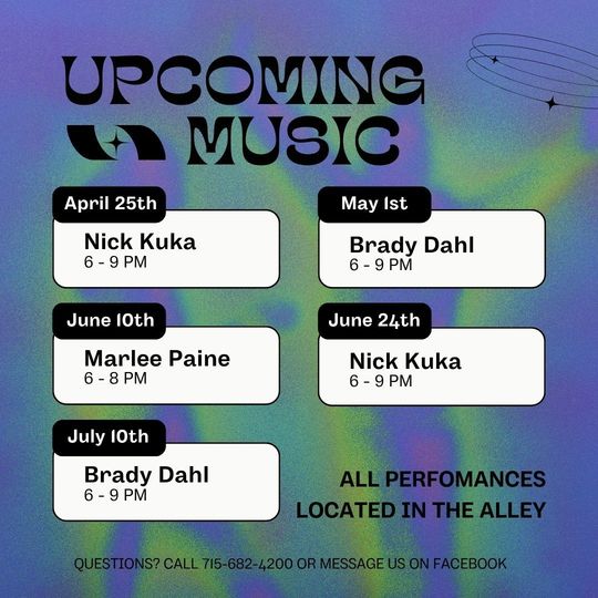 Easter Buffet flyer featuring floral and egg decorations, detailing the menu, date, time, and location in The Alley.