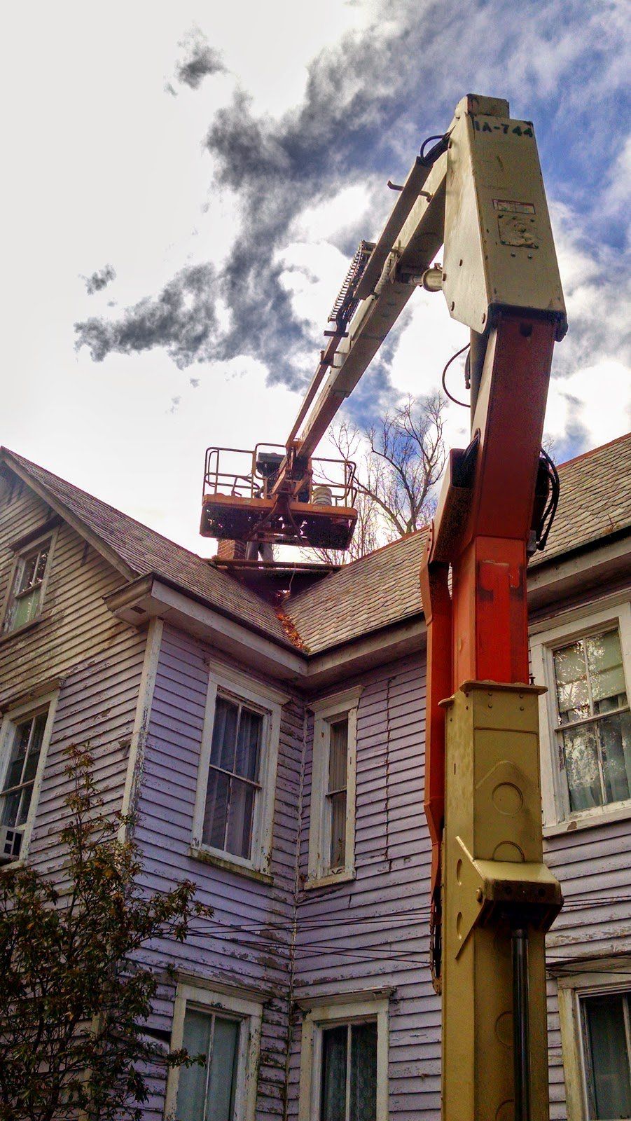 Chimney Repair using lift crane