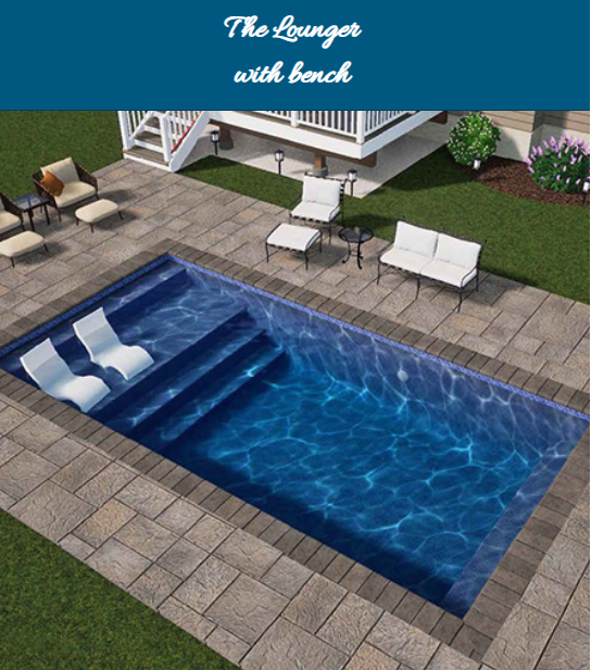 An outdoor plunge pool installed in a landscaped backyard.