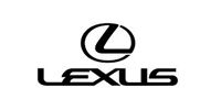 Lexus logo, black on white background. A stylized 
